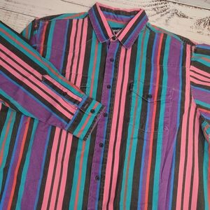 Vintage Wrangler Brushpopper Western Striped Regular Fit Size 17.5 X-Long Tails